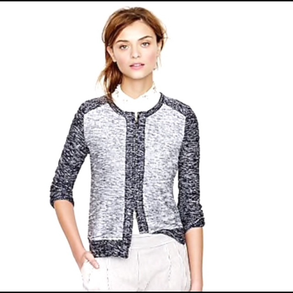 J. Crew Boucle Tweed Color Block Sweater